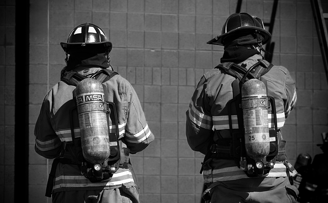 Firemen in monochrome